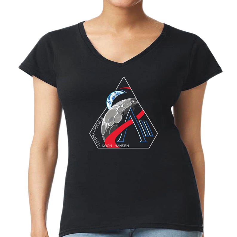 NASA Artemis 2 V-Neck Semi Fitted Women's Shirt