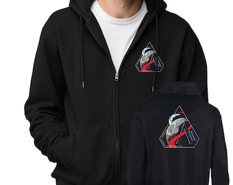 NASA Artemis 2 Logo Hoodie mit durchgehendem Reißverschluss | Weltraumfahrt | Artemis Sendung | Kehre zum Mond zurück