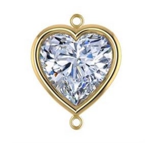 14KGF | 6mm Heart CZ Gold Filled Bezel Charm | Heart CZ Connector | Gold Filled Bezel Drop | 1/20 14K