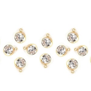 14KGF 14K Gold filled 4mm CZ Drop 4mm CZ Charm Gold Bezel Connector 1/20 14K