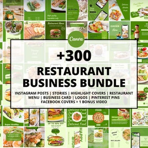 Restaurant Business Social Media Template Bundle Kit, Nutrition Marketing Templates, Food Social Media Posts, Healthy Foodie Canva-sjabloon