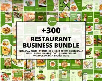 Restaurant Business Social Media Templates, Food Nutrition Marketing (Canva)