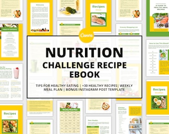 Nutrition Recipe Ebook, Food Instagram Post Templates, Canva Templates (Digital Download)