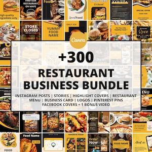 Restaurant Business Social Media Vorlagen Bundle Kit, Food Marketing Vorlagen, Foodie Social Media Posts, Canva Vorlagen Bundle Kit