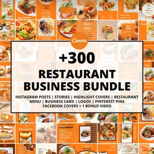Restaurant Business Social Media Vorlagen Bundle Kit, Food Marketing Vorlagen, Foodie Social Media Posts, Canva Vorlagen Bundle Kit