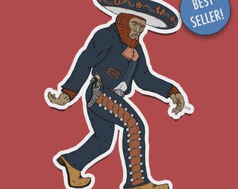 Sasquatchino Laptop Sticker | Funny Stickers | Charro | Mexican Bigfoot | Water Bottle Stickers