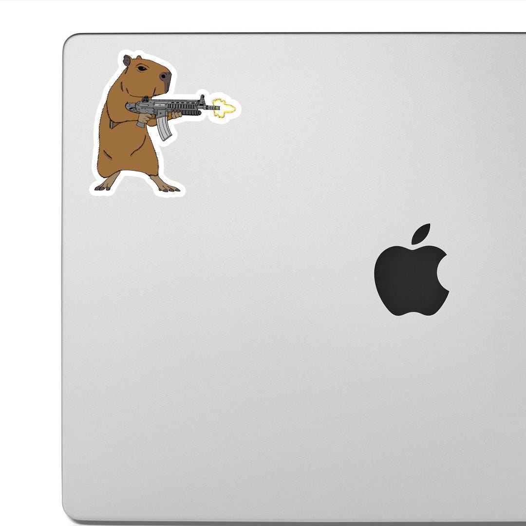 Capybara Commando Sticker: Funny Animal Laptop Decal - Etsy