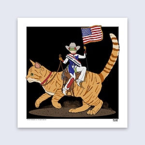 Stampa di rana e gatto di Cowboy Carter / Poster divertente / Cowboy Croaker / Regalo per gli amanti degli animali / Beyoncé