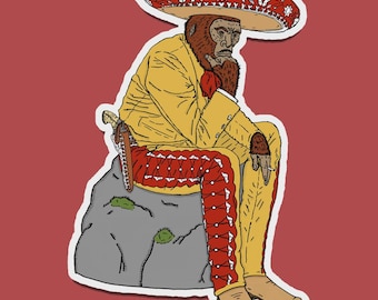 Thinking Sasquatchino Laptop Sticker | Funny Sticker | Charro | Mexican Bigfoot | Water Bottle Stickers