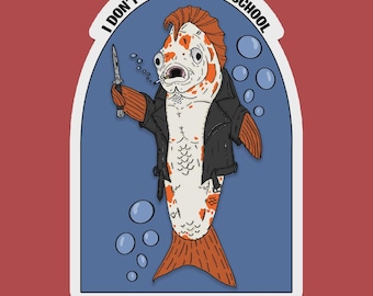 Funny Fish Sticker: 1950s Rebel Vinyl Decal
