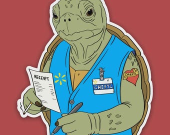 Walmart Turtle Receipt Checker Sticker: Funny Vinyl Decal