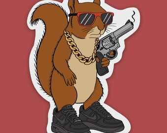Squirrel with Black Air Forces Laptop Sticker | Squirrel with the Drip Sticker | Funny Sticker | Water Bottle Sticker