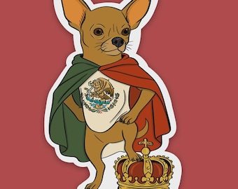 No Kings Day Chihuahua Sticker: Weatherproof Protest Art