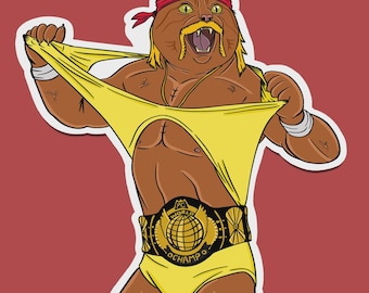 Wrestling Cat Sticker: Funny WWE Vinyl Decal