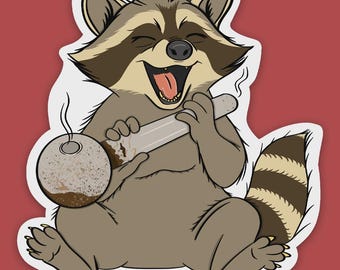 Funny Raccoon Sticker: "Mething Around" - Weatherproof Vinyl