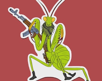 Tactical Praying Mantis Sticker: Weatherproof Vinyl Decal