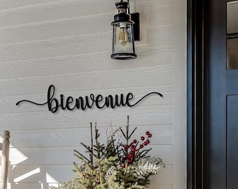 Bienvenue Sign, French Welcome Sign, Metal Wall Art, Entryway Wall Decor, Welcome Sign, Front Porch Decor, Front Door Modern Home Decor