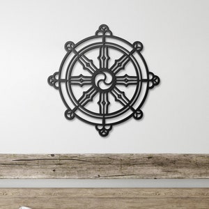 Dharmachakra Wall Art, Chakra Buddhist Gift Dharma Wheel of Law Wheel of Life Buddhism Hinduism Jainism Decor, Zen Yoga Spiritual Meditation