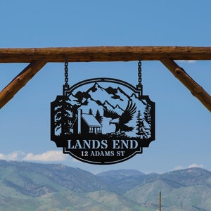 Metal Entrance Sign, Hanging Driveway Farm Welcome Sign, Cabin Metal Sign, Mountain Decor, Man Cave Sign, Ranch Family Cabin Sign