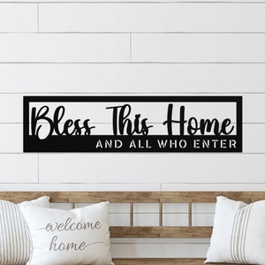 Bless This Home Large Metal Wall Art, Bless Our Home Housewarming Gift, Wall Hanging New Home Gift, Front Door Decor, Gift from Realtor
