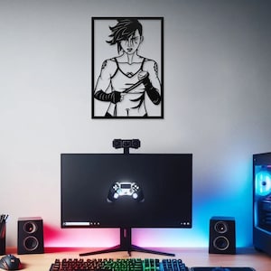 Vi Arcane Wall Art, Vi Fan Art, Gift for Gamer, Game Room Decor, Gaming Gifts for Him, Gift for Boyfriend Husband Son, Anime Lover Decor