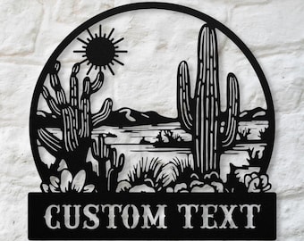 Southwestern Desert Scene, Mountain Scene, Metal Wall Sign, Outdoor Decor, Patio and Garden Decor, Southwest Wall Art, Arizona Desert Scene