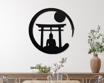 Torii Gate Wall Art, Japanase Art, Zen Garden Decor, Japanese Housewarming Gift, Spiritual Metal Wall Art