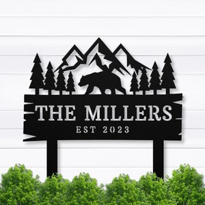 Personalized Cabin Name Sign, Pine Tree Custom Metal Sign, Personalized Gift, Farmhouse Gift, Mountain House Sign, Family Name Metal Sign