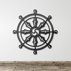 Dharmachakra Metal Wall Art, Buddhism Symbol Decor Dharma Wheel Sign Zen Room Decor Hinduism Spiritual Art Yoga Room Decor Buddhist Gift