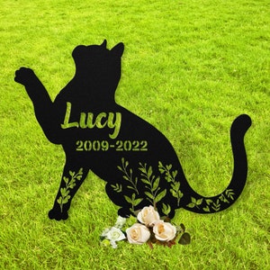 Cat Memorial Stake, Cat Loss, Sympathy Sign, Pet Grave Markers, Remembrance Metal Stake, Garden Decor, Cat Cemetery Flowers