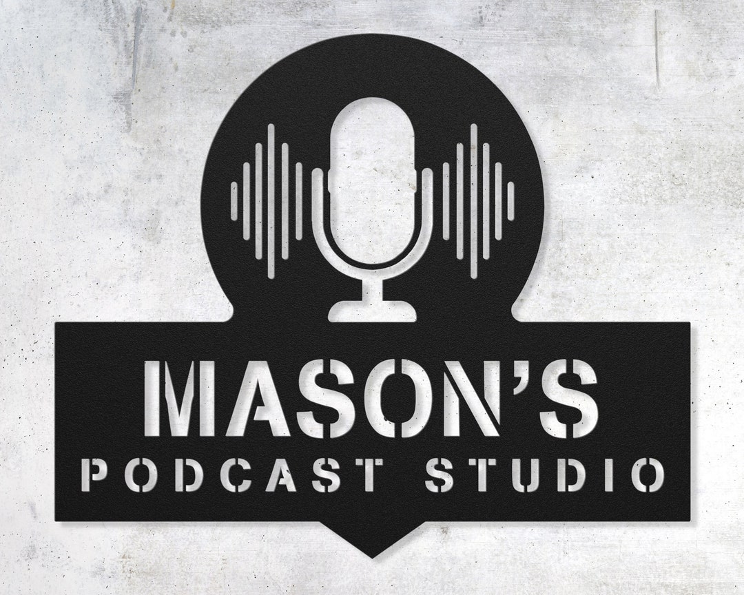 Podcast Sign, Music Studio Logo Metal Sign, Podcast Backdrops, Gift for ...