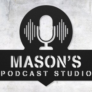 Podcast Sign, Music Studio Logo Metal Sign, Podcast Backdrops, Gift for Podcaster, Recording Room On Air