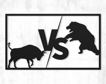 Bull Bear Metal Wall Art, Stock Market Trading Office Decor, Gift for Trader, Bitcoin Crypto Wall Art