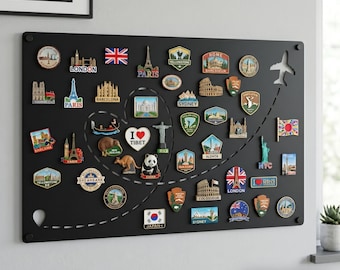 Tablero metálico, tablero personalizado para imanes de viaje, tablero de exhibición grande, tablón de anuncios, tablero de anuncios