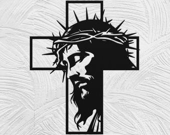 Jesuskors metallkonst, Kristuskors väggdekor, religiös inflyttningspresent, religiös gåva, kristen gåva, doppresent, krucifix väggkonst