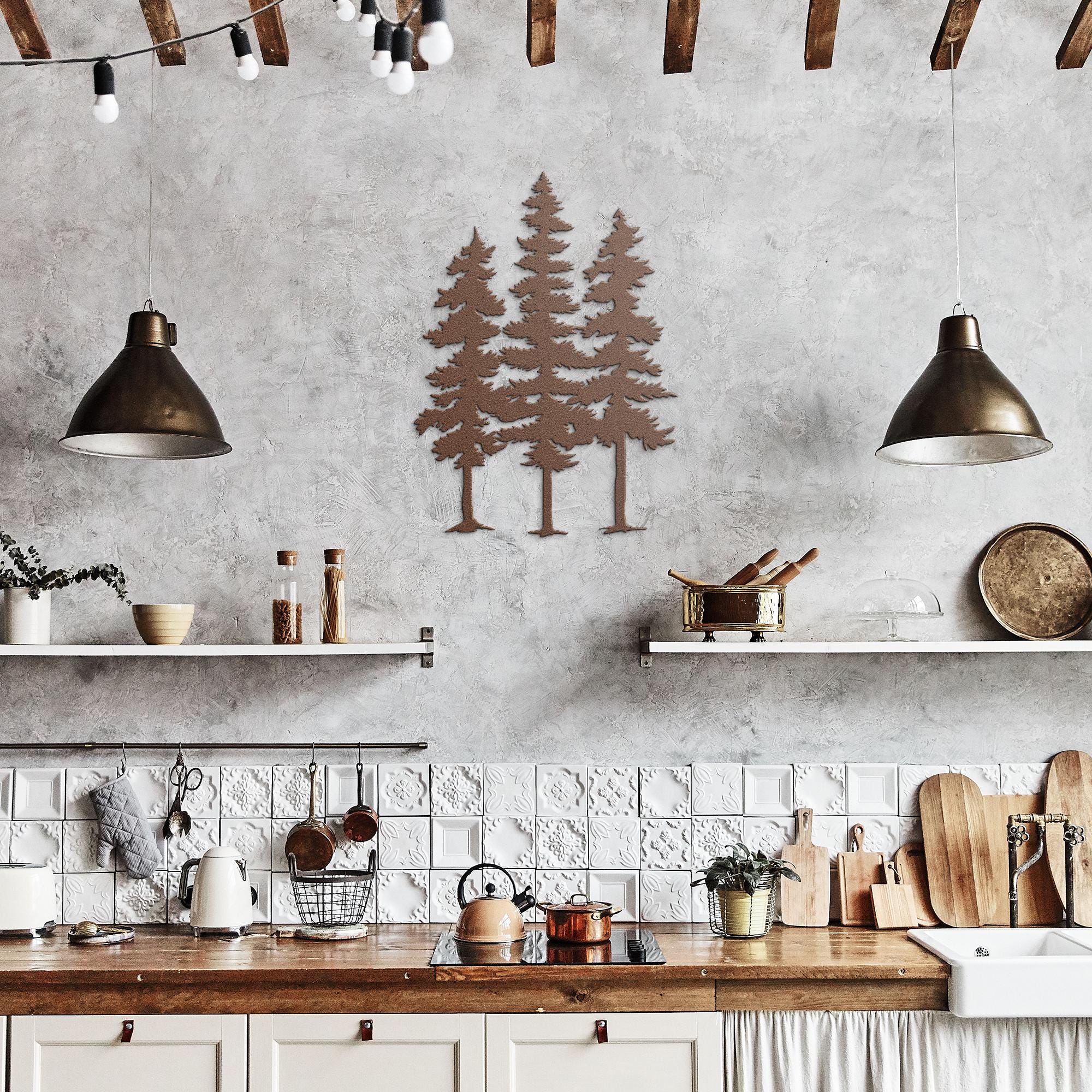 Decorazione murale in Metallo con Albero di Pino Cinese, Arte murale Stereo 3D, Decorazione Classica da Appendere alla Parete Domestica, per Ufficio, Studio, Soggiorno, Camera da Letto, 36 W