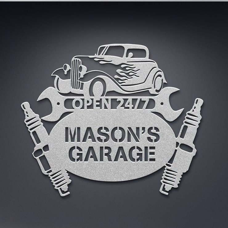 Hot Rod Sign, Garage Metal Sign, Classic Car Parking Garage Decor ...