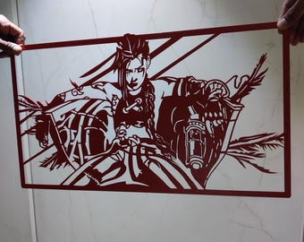 Jinx Metal Wall Art, Gift for Gamer, Game Room Decor, Gaming Gift, Streaming Background, Gift for Boyfriend Husband Son, Anime Lover Decor