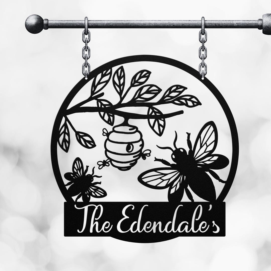 Metal Bee Sign Custom Metal Bee Decor, Personalized Honey Bee Sign, Bee Hive Metal ...