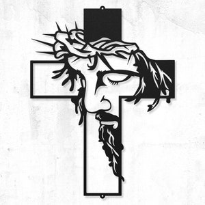 Metalowa sztuka z krzyżem Jezusa, dekoracja ścienna z krzyżem Chrystusa, religijny prezent na parapetówkę, prezent religijny, prezent chrześcijański, prezent na chrzest, dekoracja ścienna z krucyfiksem