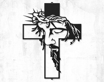 Jesus Cross Metal Art, Christ Cross Wall Decor, Religious Housewarming Gift, Religious Gift, Christian Gift, Baptism Gift, Crucifix Wall Art