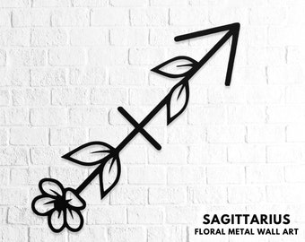 Sagittarius Wall Art, Sagittarius Zodiac Metal Sign, Horoscope Art Zodiac Wall Decor Astrology Housewarming November December Birthday Gift