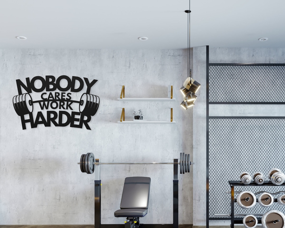 Gym Motivational Metal Wall Art Home Gym Decor Quote Wall Etsy