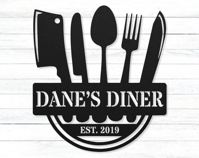 Personalized Diner Sign, Vintage Style Diner Decor, Bakery Restaurant Cafe Kitchen Decor, Nana's Kitchen, Seasoned with Love