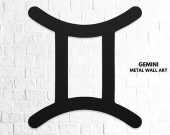 Gemini Wall Art, Gemini Sign, Zodiac Horoscope Metal Art, Zodiac Wall Decor, Astrology Housewarming Gift, May June Girl Birthday Gemini Gift