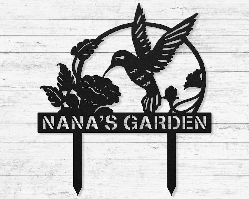 Garden Stakes, Hummingbird Custom Garden Metal Sign, Yard Markers