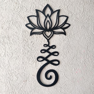 Unalome Metal Wall Art, Lotus Flower Decor, Zen Wall Art, Yoga Place Decor, Spiritual Wall Hanging, Meditation Decor, Yoga Gift for Women