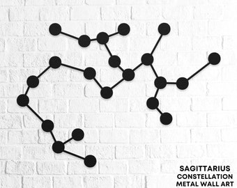 Regalos de Sagitario, Arte de la pared de la constelación, Signo de metal del zodíaco de Sagitario, Decoración del horóscopo, Regalos de astrología, Regalo de cumpleaños de Sagitario