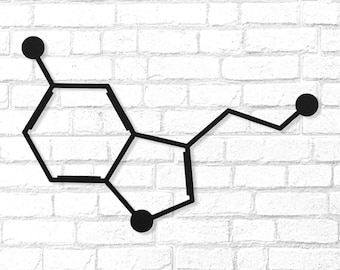 Serotonin Molecule Metal Wall Art, Neuroscience Decor, Chemistry Wall Art, Nerdy Wall Art, Science Wall Decor, Nerdy GIft, Neuroscience Gift