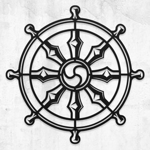 Dharmachakra Metal Wall Art, Buddhism Symbol Decor Dharma Wheel Sign Zen Room Decor Hinduism Spiritual Art Yoga Room Decor Buddhist Gift